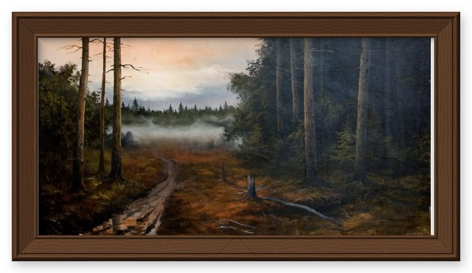 Forest Landscape – T. I. Singatulin, painting, canvas, oil, 1950