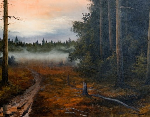 «Лесной пейзаж» – Т. И. Сингатулин, 1950 – холст, масло