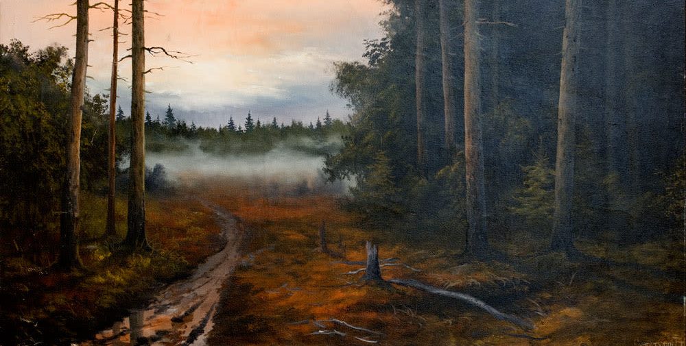 «Лесной пейзаж» – Т. И. Сингатулин, картина, холст, масло, 1950