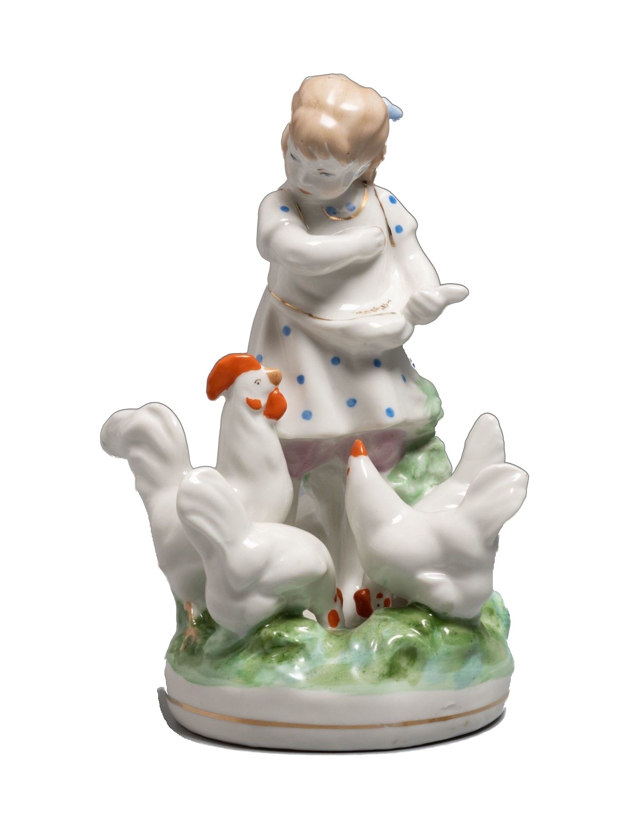 Girl Feeding Chickens – porcelain, Dulyovo
