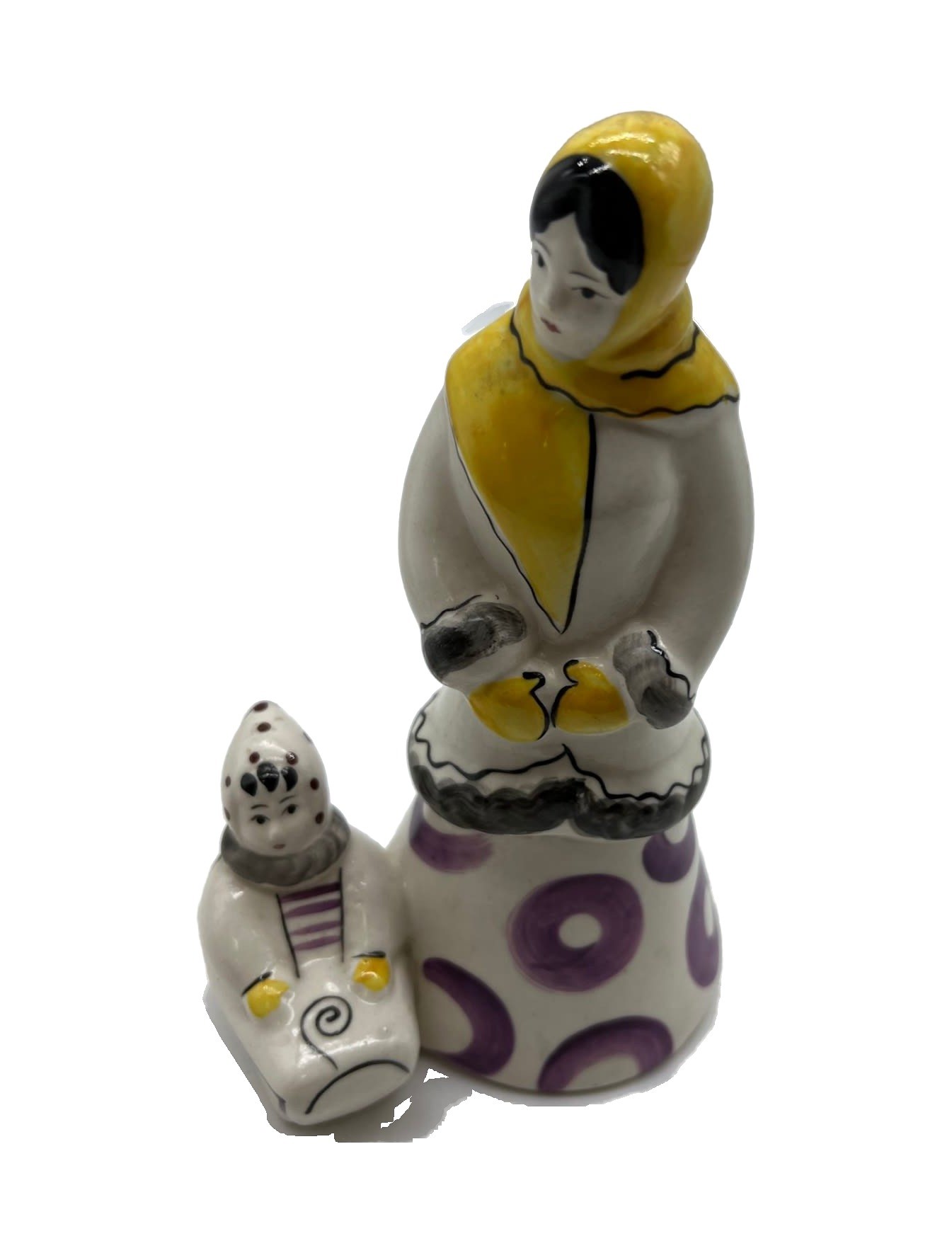 Figurine “Girl with Child on a Sledge” – porcelain, Gzhel, 1960s