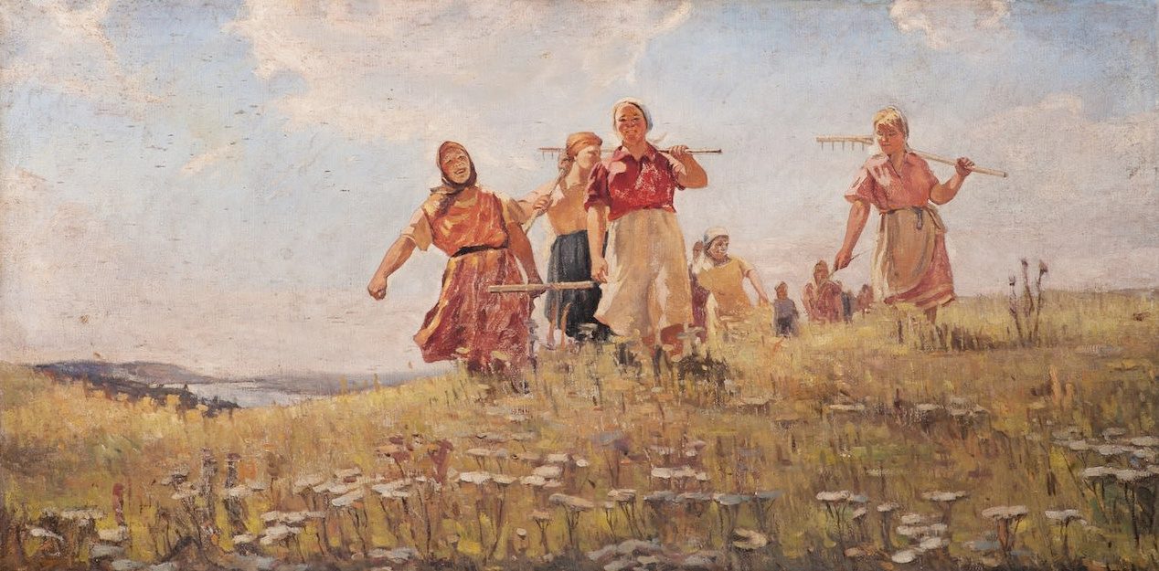 Copy of A.A. Mylnikov's painting “In Peaceful Fields” – canvas, oil