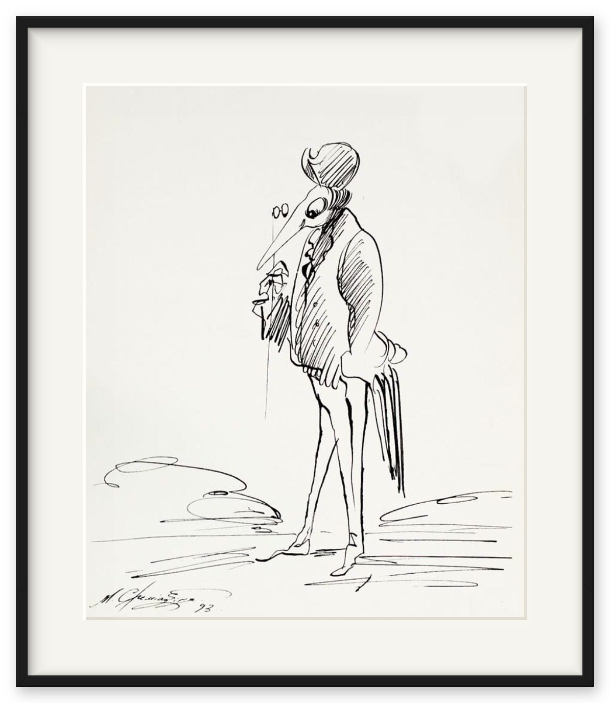 «Прогулка» – Михаил Михайлович Шемякин, бумага, тушь, 1993