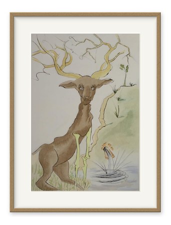 «Гравюра „Олень и его отражение“ (Le Cerf se voyant dans l'eau). Сухая игла» – Сальвадор Дали