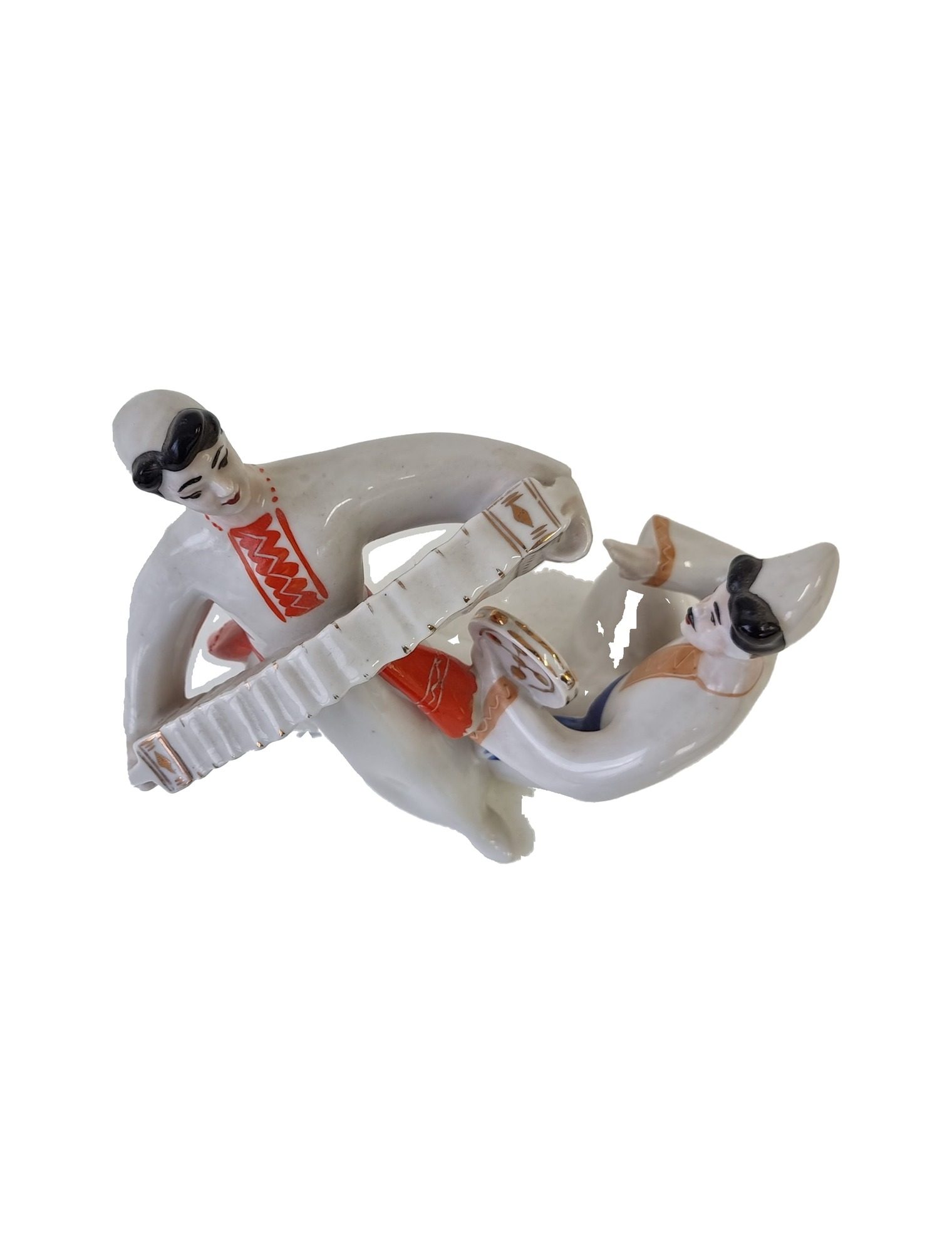 Porcelain figurine “Dance with an Accordion and a Tambourine”, Polonne, USSR – photo 5 of 6