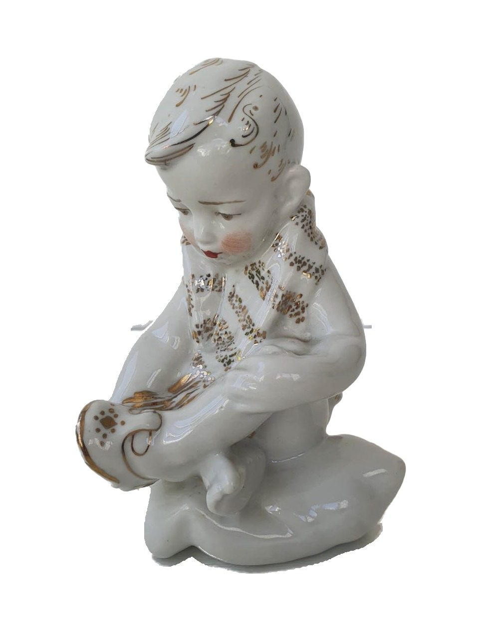 Porcelain figurine “Boy with Sandal”, Pesochnoye, USSR 1963, height 15.5 cm – photo 2 of 5