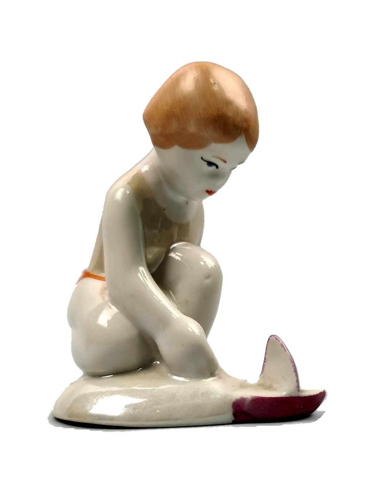 Figurine “Girl with a Little Boat” – porcelain, Sysert, 1962–1977