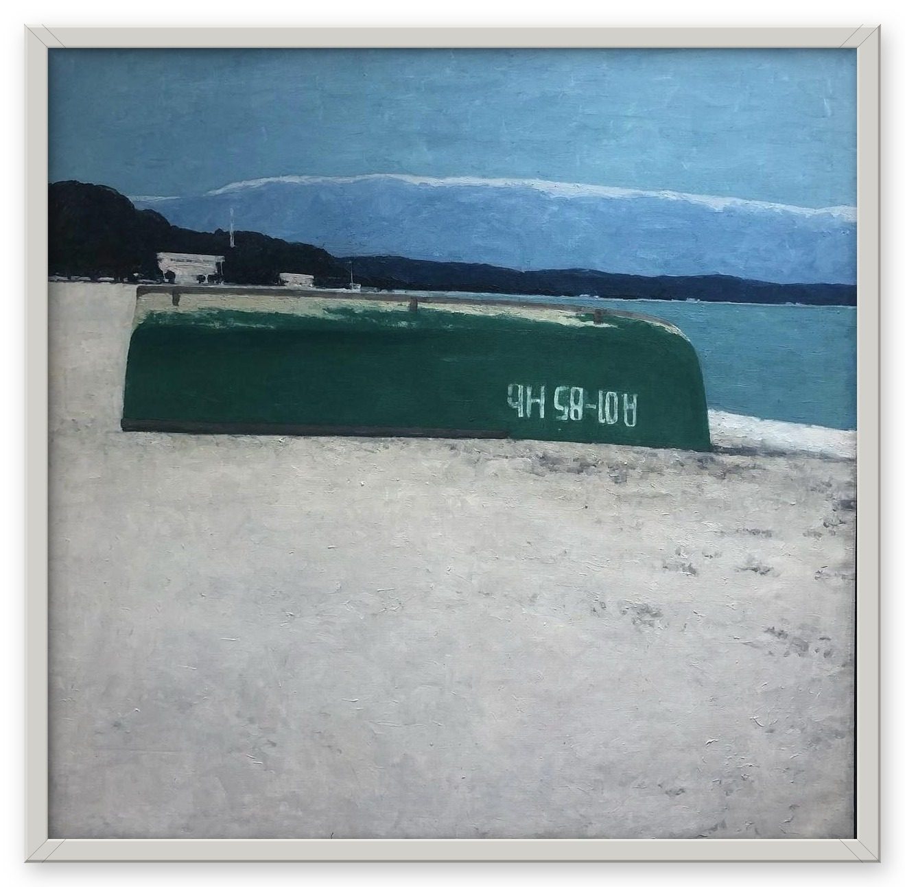 Green Boat on the Pitsunda Embankment – Alla Konstantinovna Polkovnichenko, painting, canvas, oil, 2017