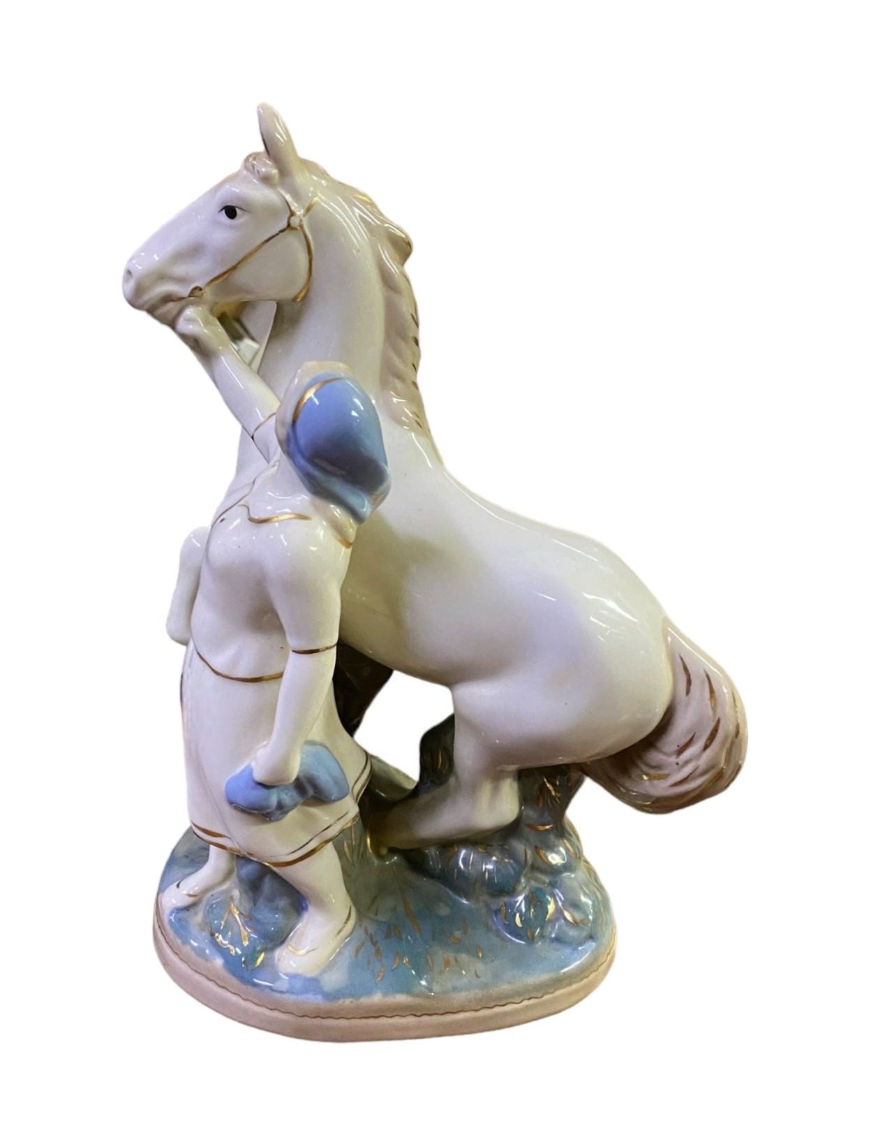 Gzhel figurine “Woman with Horse” – photo 2 of 5