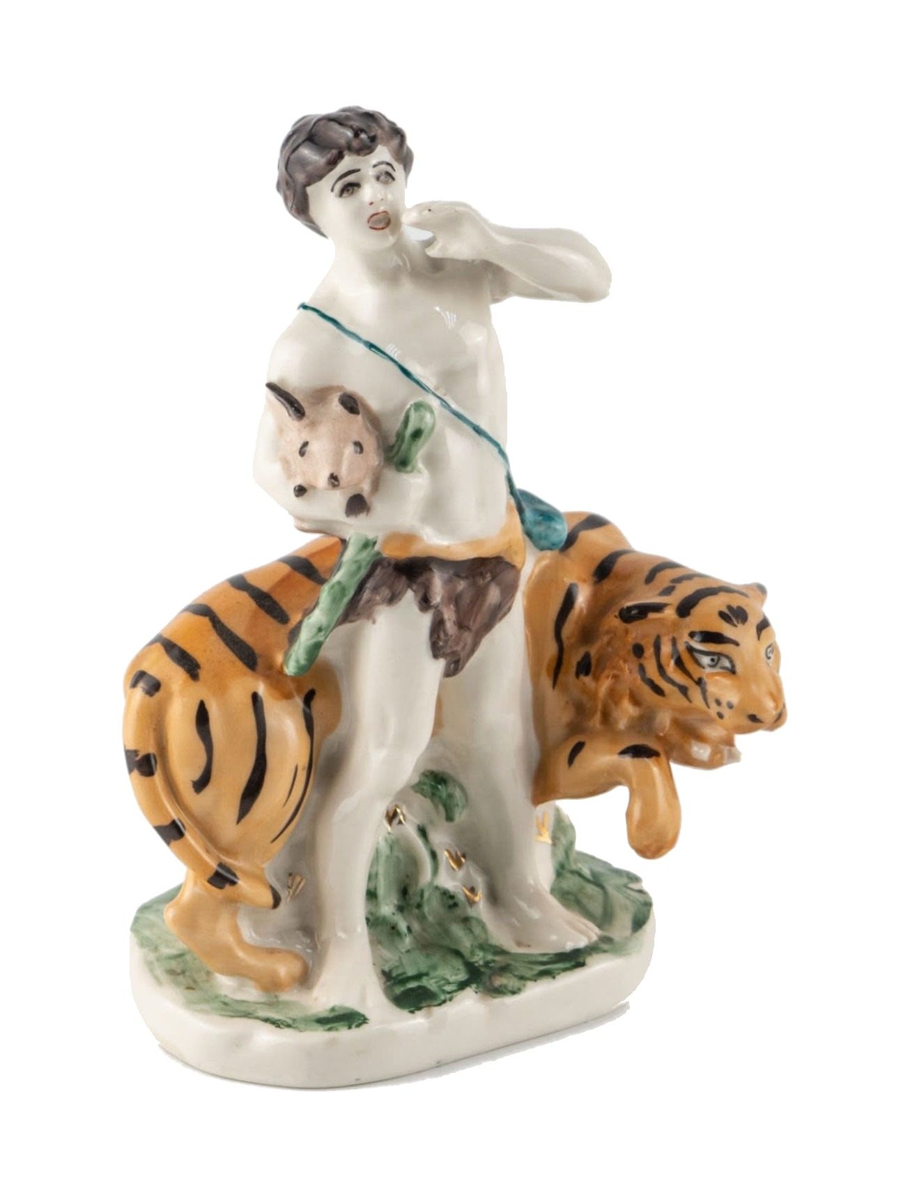 Figurine “Armenian Epic David of Sasun with Tiger” – porcelain, Yerevan, 1950–1960