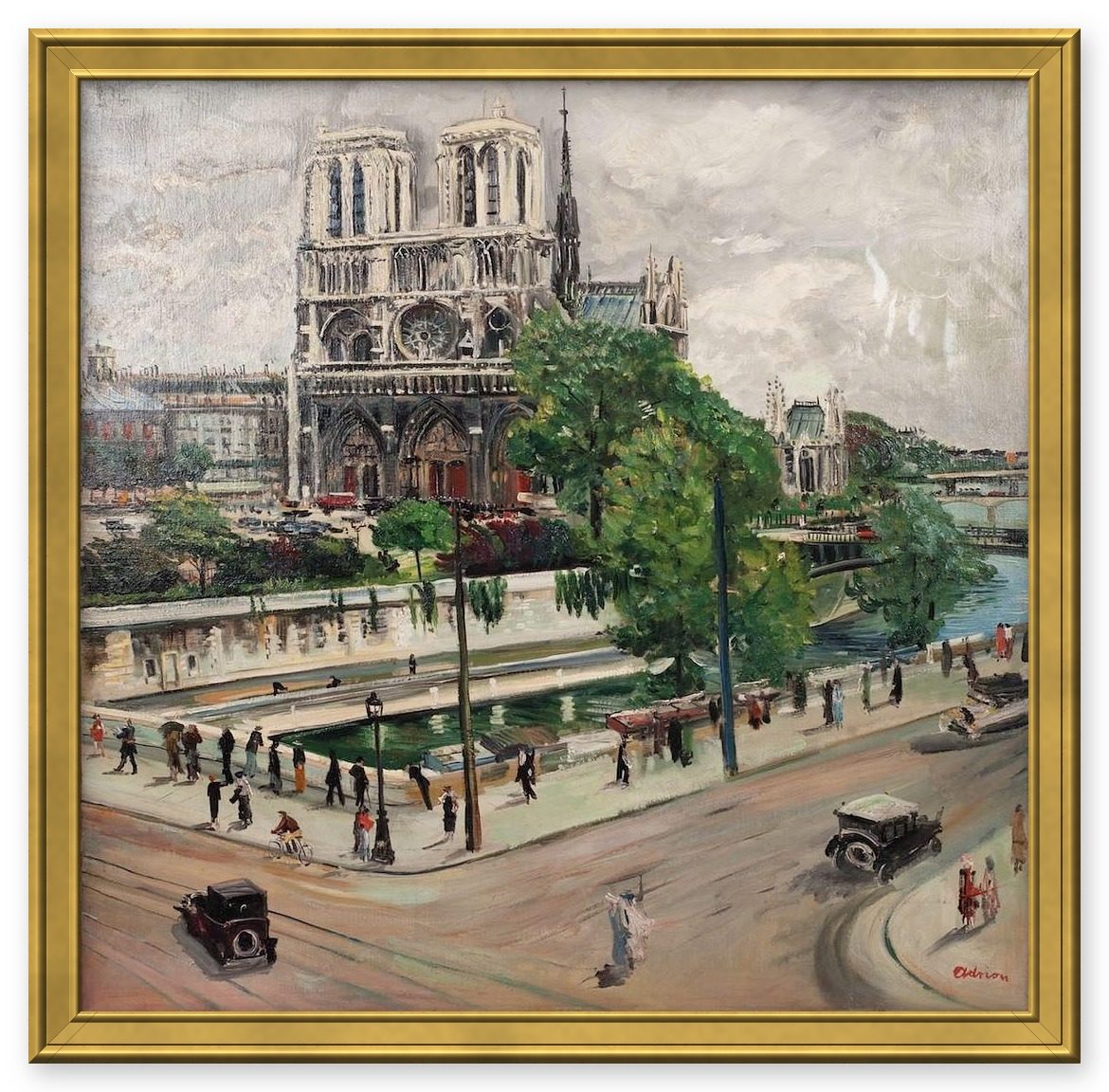 «Paris, Notre Dame, la seine and les quais» – Люсьен Адрион, картина, холст, масло