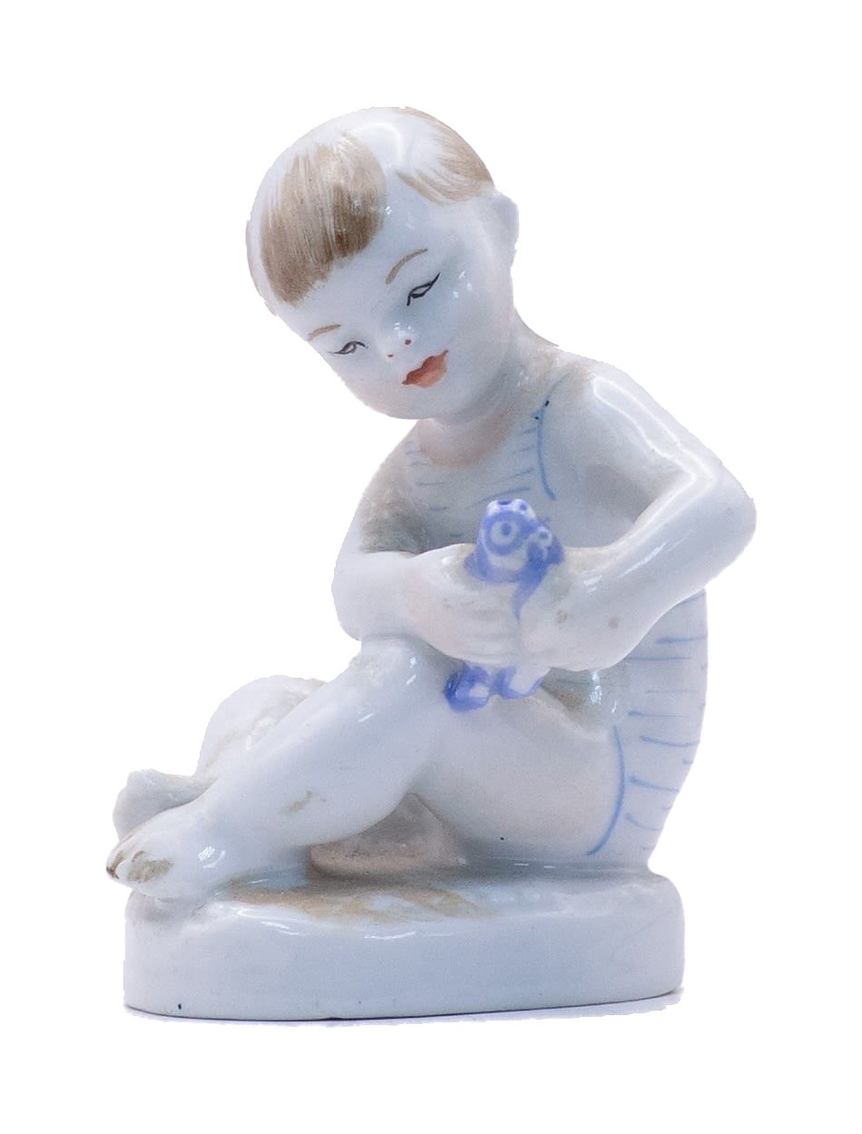 Sculpture “Boy with Fish” – porcelain, LFZ, 1950
