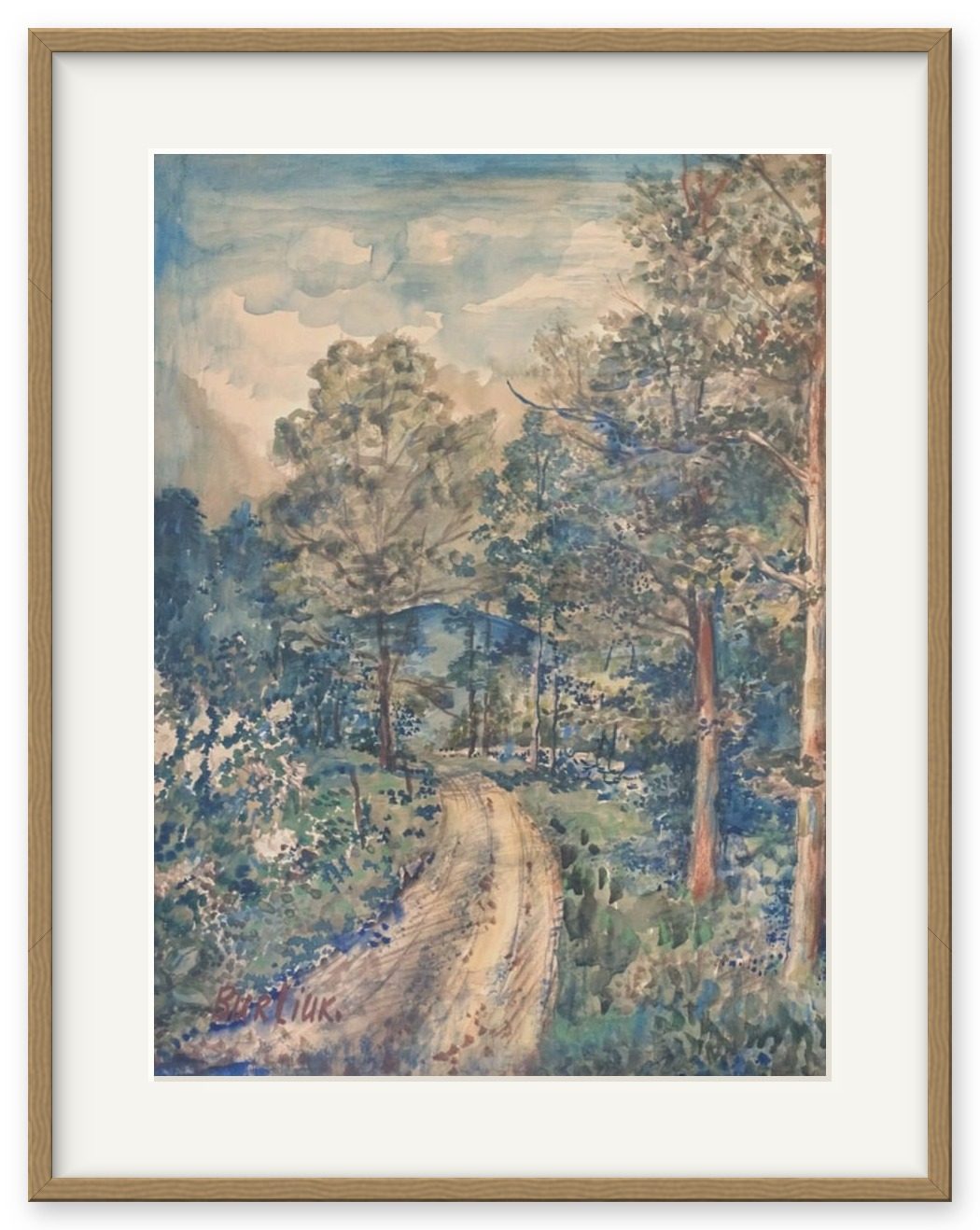 «Пейзаж с голубой горой» – Давид Давидович Бурлюк, картина, 1930–40-е