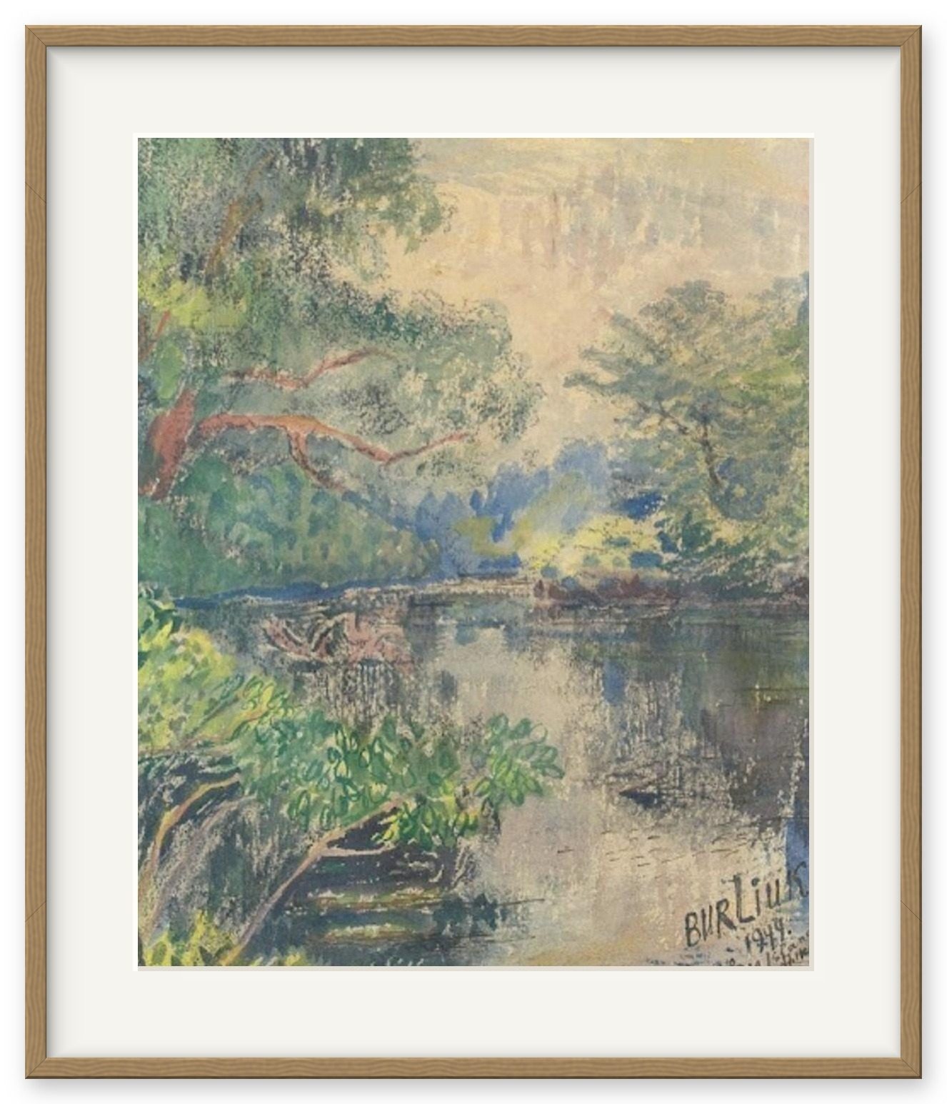 Long Island. Summer Landscape with River – David Davidovich Burliuk, painting, 1944