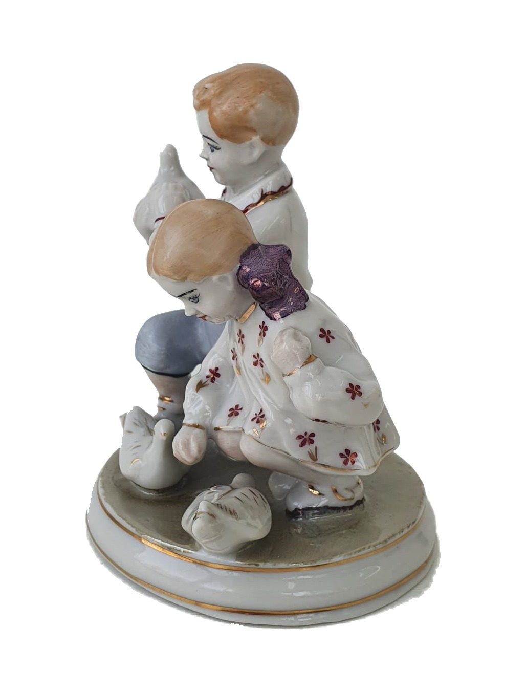 Porcelain figurine “Children Feeding Pigeons”, ZKhK Polonne, USSR – photo 2 of 5