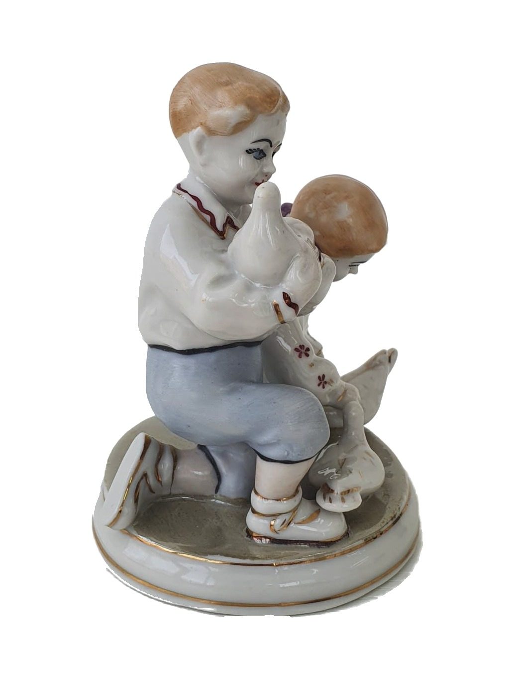 Porcelain figurine “Children Feeding Pigeons”, ZKhK Polonne, USSR – photo 4 of 5