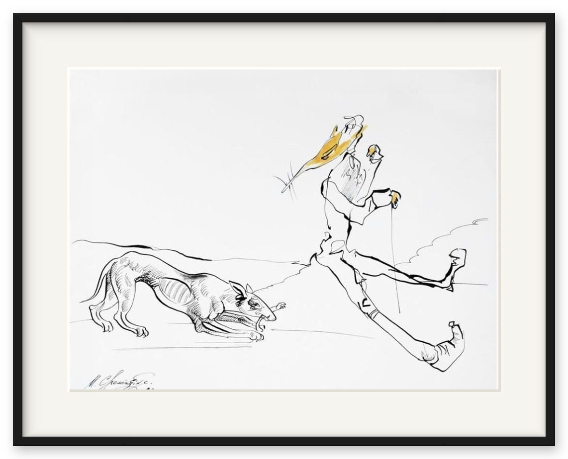 «На прогулке» – Михаил Михайлович Шемякин, бумага, тушь, акварель, 1993