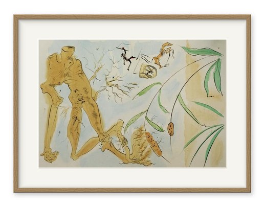 Engraving “The Oak and the Reed” (Le Chene et le Roseau). Drypoint. – Salvador Dalí