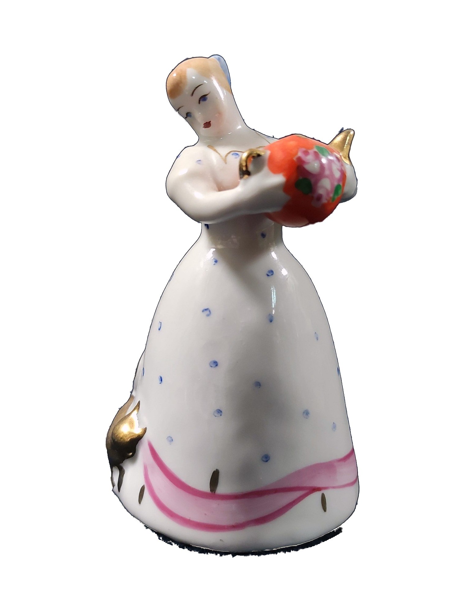 Young Lady with Teapot and Little Cat – porcelain, Dulyovo