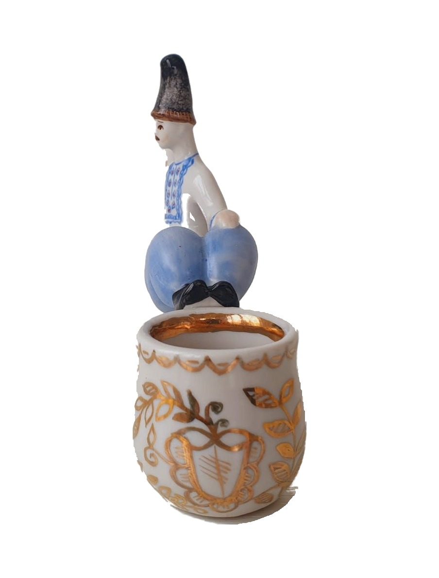 Porcelain pipe figurine “Vakula and the Devil” (The Night Before Christmas), Kyiv, USSR – photo 2 of 4