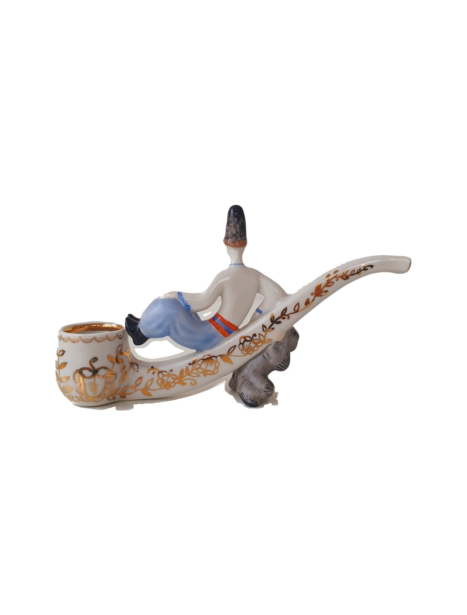 Porcelain pipe figurine “Vakula and the Devil” (The Night Before Christmas), Kyiv, USSR – photo 3 of 4