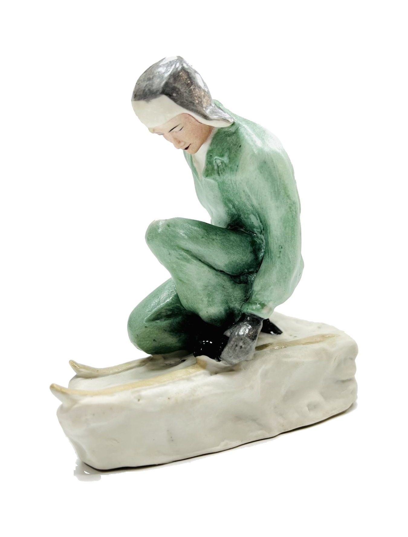 Skier. Bisc. porcelain, Horodnytsia, 1950s. Rarity – photo 2 of 4