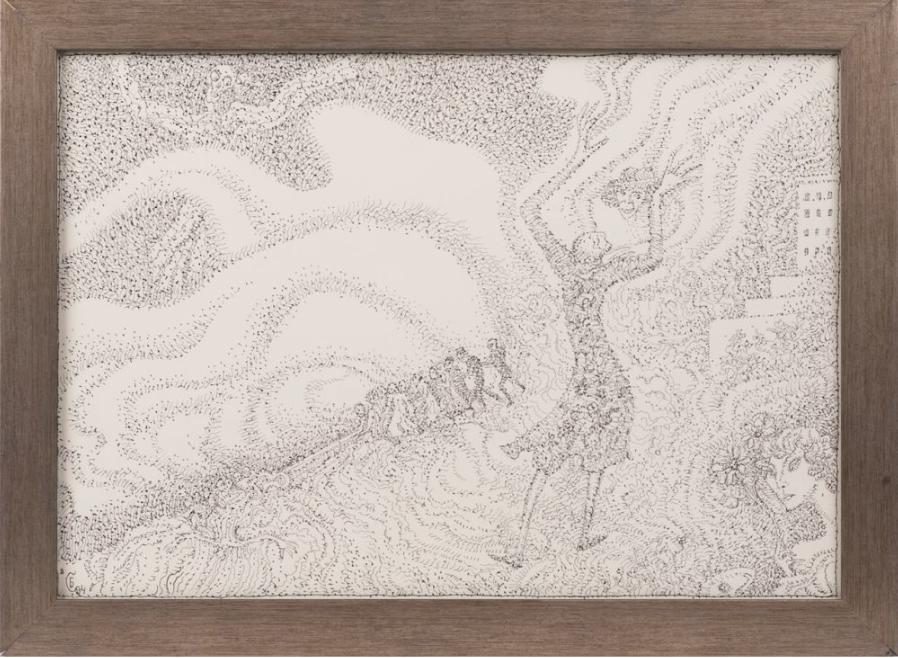 «Туман превращений» – Борис Петрович Свешников, картина, бумага, тушь, 1994