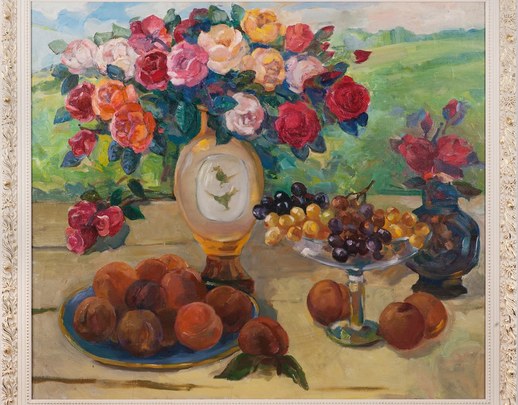 «Розы» – Пантелей Петрович Козарезов, 1975 – холст, масло