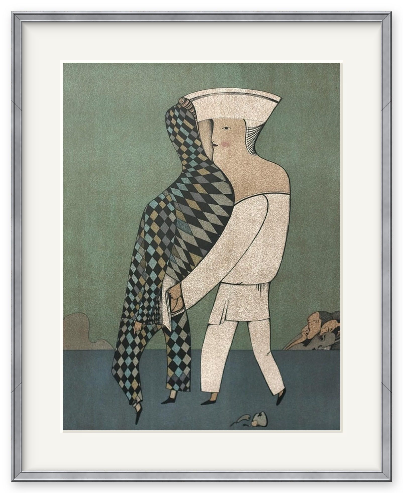 Pair of Harlequins – Mikhail Mikhailovich Shemyakin, lithograph, 1976